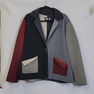 Cameleon Colorblock Jacket in Black, Gray, and Burgundy